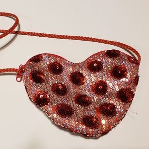 Red & White Sequin Heart Purse